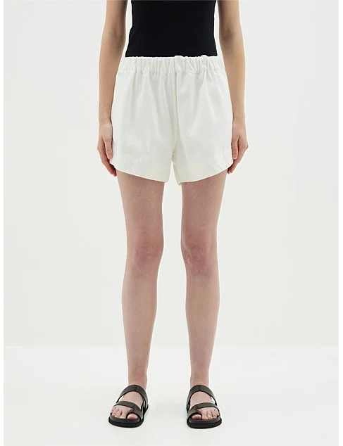 Bassike Denim Pull On Mini Short - White