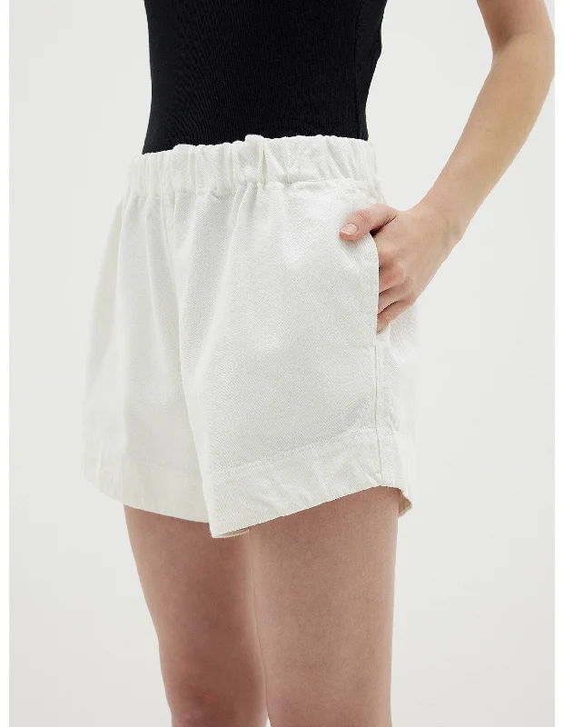 Bassike Denim Pull On Mini Short - White