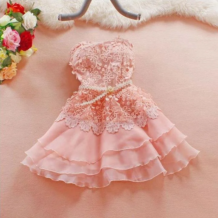 Cute A-Line Short Sweetheart Homecoming Dress,Lace Short Strapless Summer Prom Dresses OK410