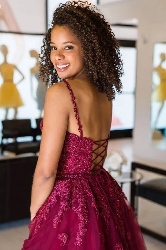 Cute V Neck Burgundy Appliques Short Prom Dress Maroon Lace Formal Graduation Homecoming Dress OKY30