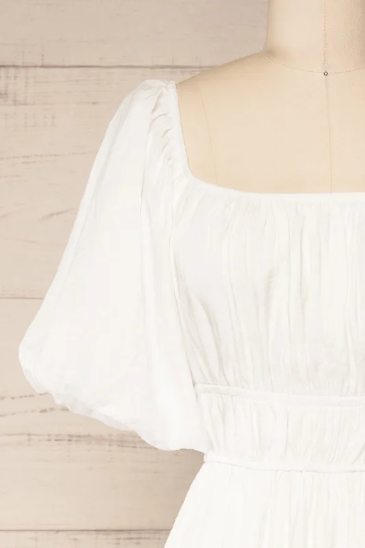 Damascus Ivory | Short Romper w/ Puffy Sleeves