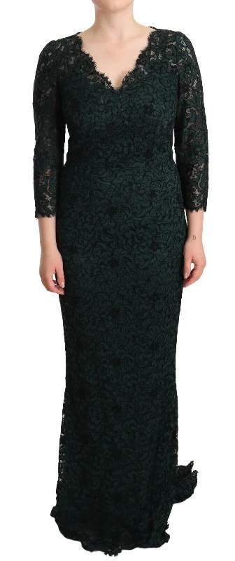 Elegant Lace Floor-Length V-Neck Dress