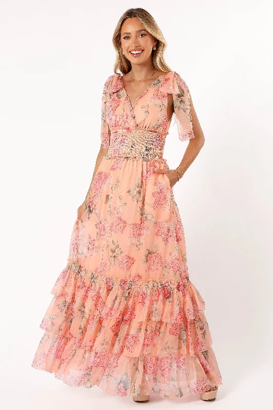 Fionna Maxi Dress - Peach Floral