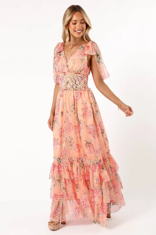 Fionna Maxi Dress - Peach Floral