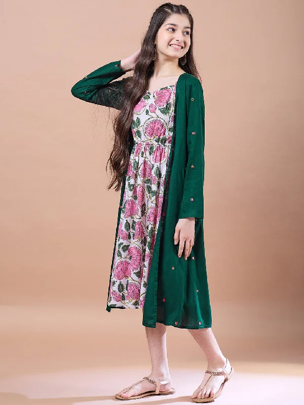 10-12Y / Green / Cotton Rayon & Cotton