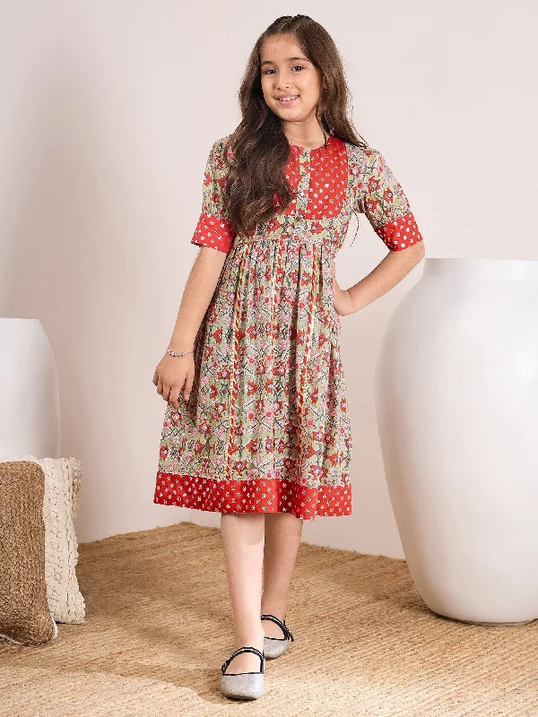 Ethnic Motifs Print Empire Midi Dress