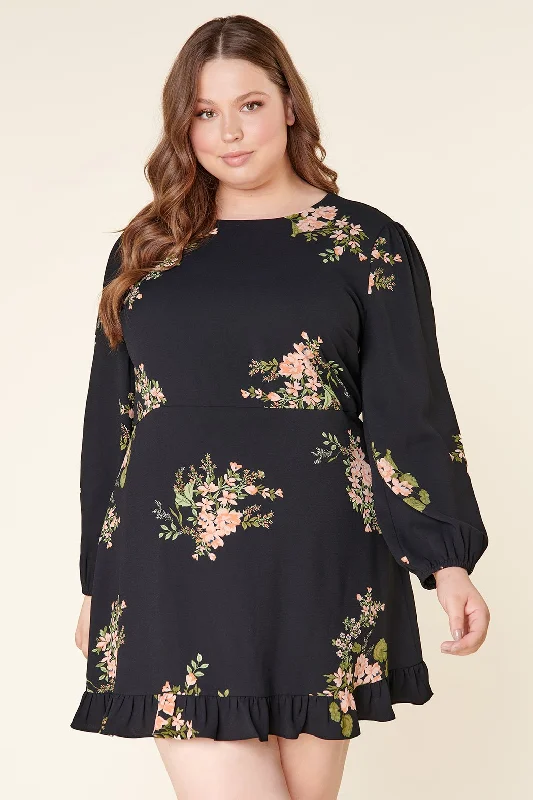 Jasleen Floral Ruffle Flounce Mini Dress Curve