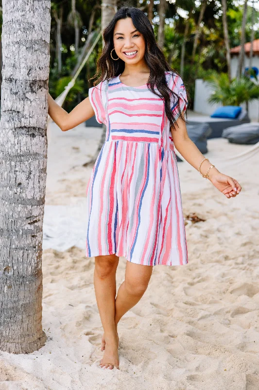 Let's Go Westward Pink Striped Dress