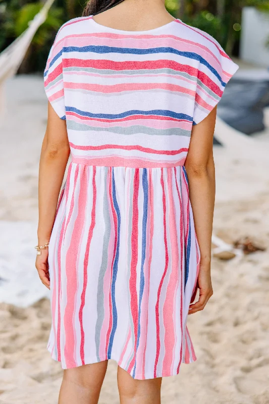 Let's Go Westward Pink Striped Dress