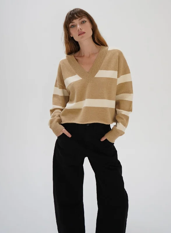 LNA Morjana Sweater in Camel Stripe