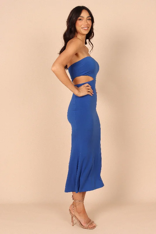 Nathalia Strapless Cutout Maxi Dress - Navy