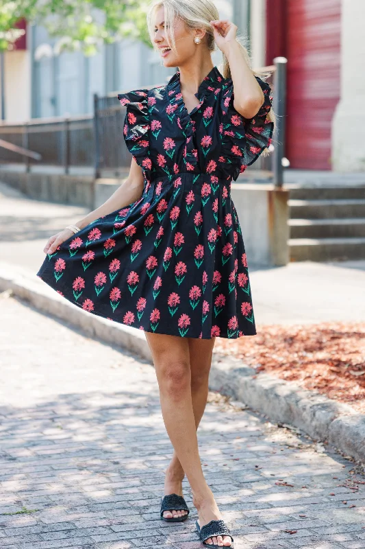 Now Or Never Black Floral Dress