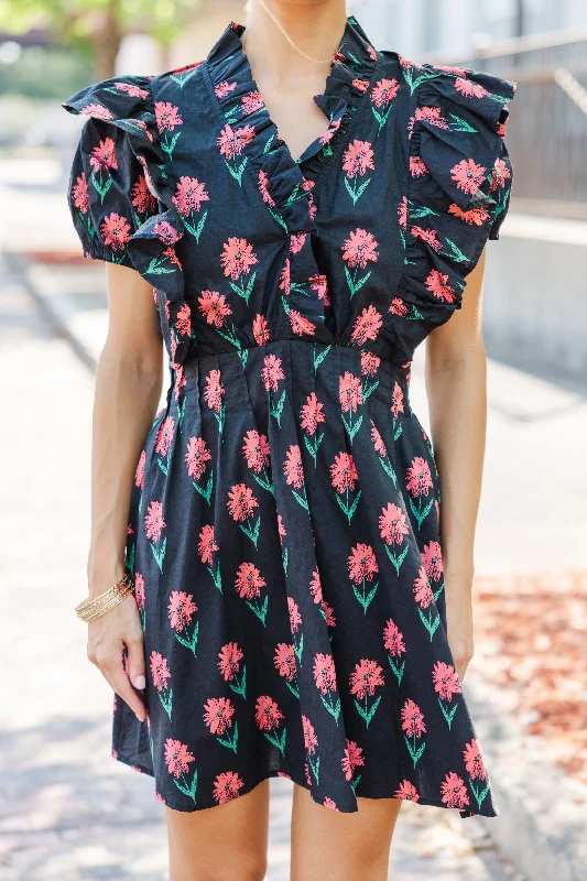 Now Or Never Black Floral Dress