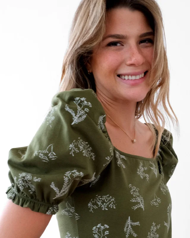 PETUNIA printed top in Olive/White