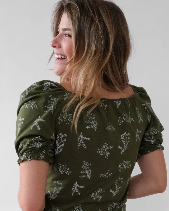 PETUNIA printed top in Olive/White