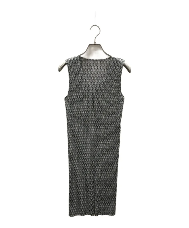 [Pre-owned] PLEATS PLEASE Pleated Dot Sleeveless Dress PP73-JH719