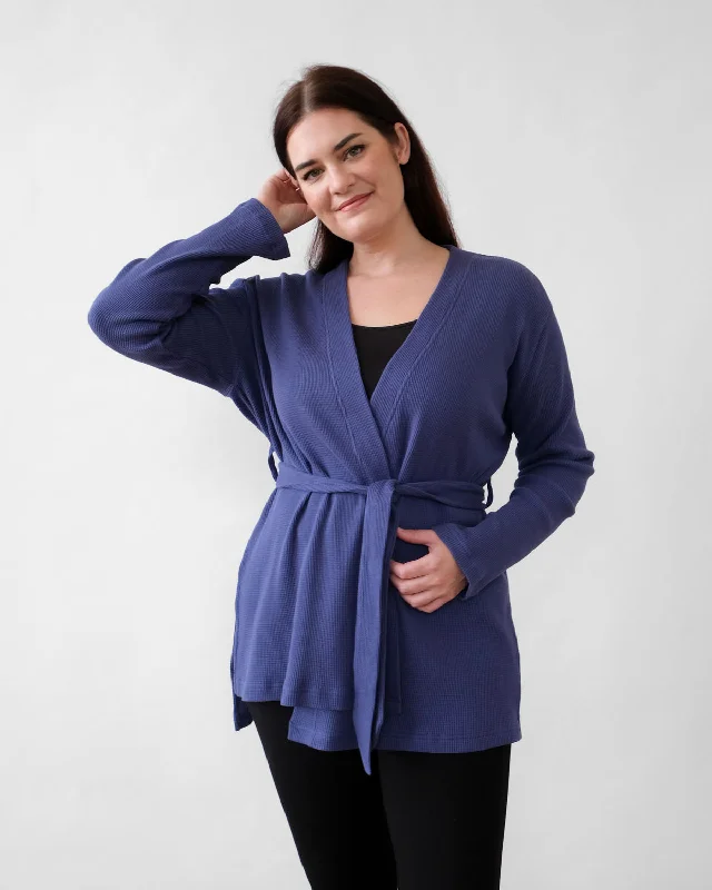 RORY waffle knit cardigan in Gentle Blue