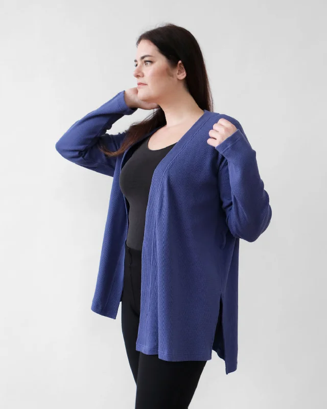 RORY waffle knit cardigan in Gentle Blue