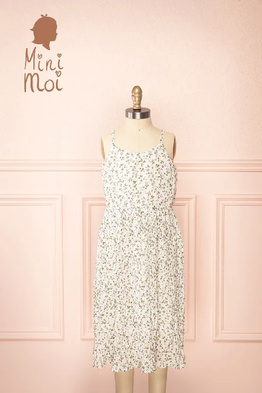 Sawol Mini | Floral Midi Dress w/ Pleated Skirt