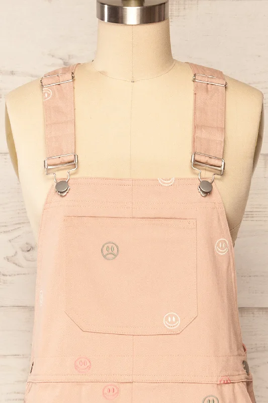 Shanicka | Pink Short Overall Dress w/ Embroidery