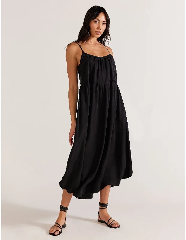 STAPLE THE LABEL Nola Cupronickel Midi Sundress - Black