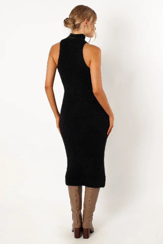 Sunni Turtleneck Midi Dress - Black