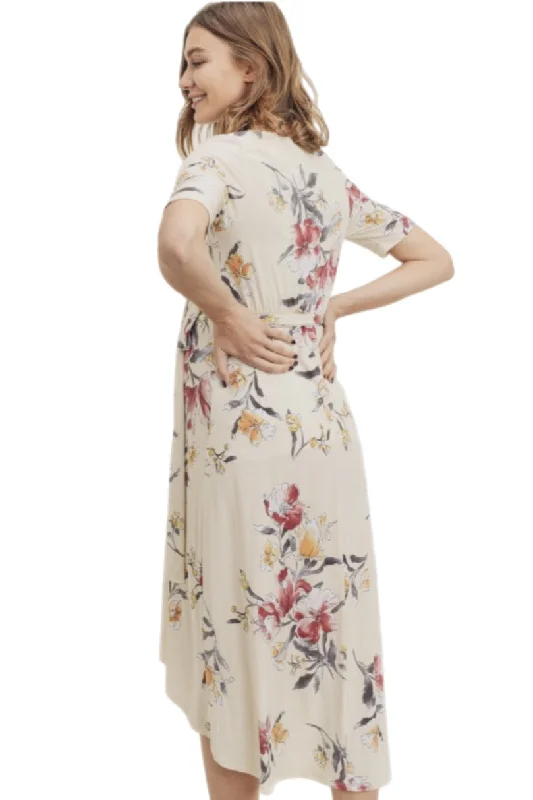 Wrap Maternity Nursing Dress Style 1623 in Nude Floral