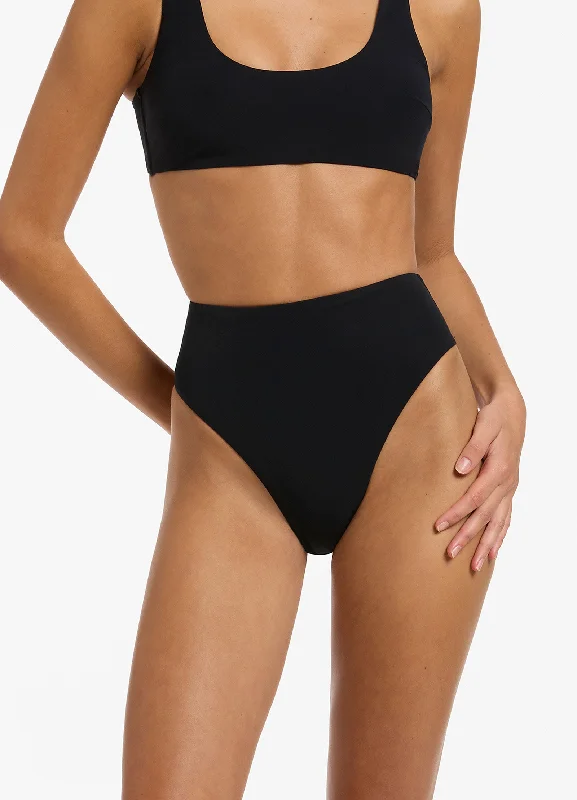 Jetset High Waisted Bikini Bottom - Black