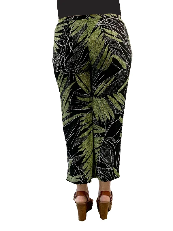 Plus Size La Cera Savannah Palm Print Cropped Pant