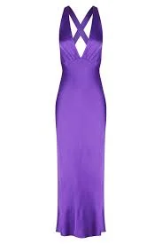 Hire SHONA JOY Lana Plunged Cross Back Midi Dress in Purple